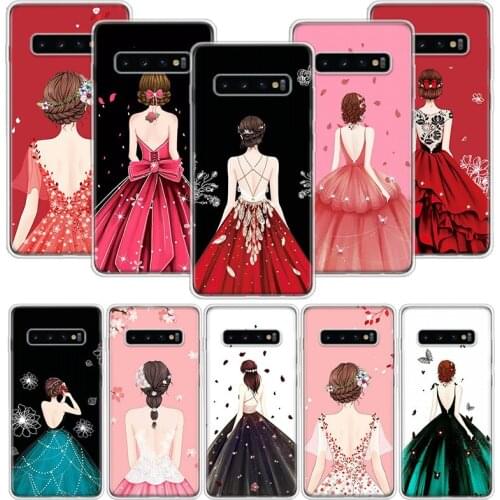 Beautiful Wedding Dress Girl Case for Samsung Galaxy S20 Ultra Note 10 9 8 S10E S9 S8 J4 J6 J8 Plus + Pro S7 S6 Soft Phone Coque