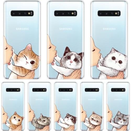 Kiss Cat Cute Patterned Phone Cases For Samsung Galaxy Note 10 Pro Silicone Cover For Samsung Galaxy S10E S10 Plus 5G Case