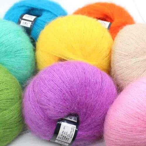 Mohair FLUFFY 25g coloured Lace DIY Wool Fashion Yarn Baby Soft Knitted LUXURY Crochet HandCraft Knitting Thread GLOSSY