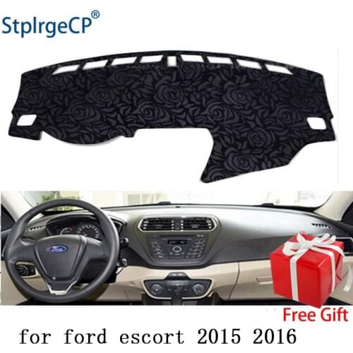 Latest Rose Pattern Non-slip Car Dashboard Cover Dash Mat Pad DashMat ANti-UV Car Sticker for Ford escort 2015-2019 Car Styling