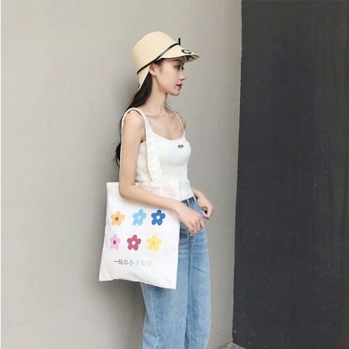 2021 new colorful flower shoulder bag simple literature wild canvas bag student bag shopping bag