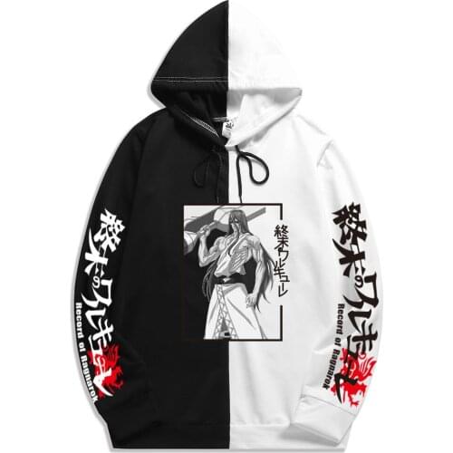 Japanese Anime Record of Ragnarok 2021 autumn new pattern fashion trend splicing printing campus style Men hooded sweatshirt