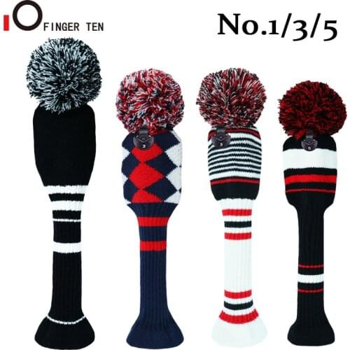 New Pom Pom Knitted Golf Club Head Covers for Woods Driver Fairway Hybrid with Number Tag 3 5 7 X Drop Shipping