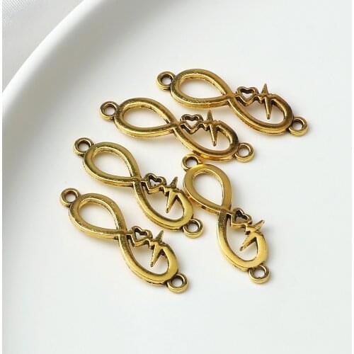 New Fashion Mental Charms Number 8 Heart Shape Bracelet Necklace Anklet Pendant Earrings Components Jewelry Gift Making DIY Bead