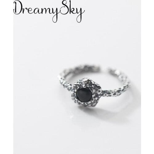 Charming Open Black Crystal Ring for Women Vintage Boho Party Rings Gothic Punk Jewelry Gifts for Girls 2021
