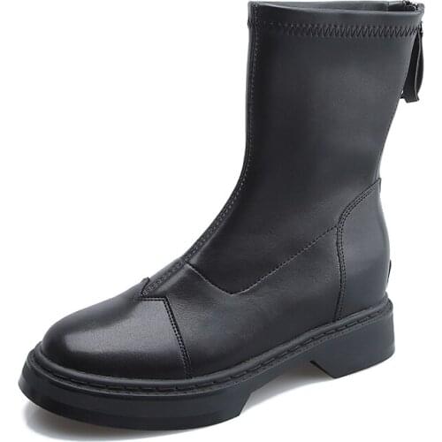 Thick Bottom Inner Increase 2021 Autumn New Thin Boots Womens 32-43 Short Tube Boots Back Zipper Martin Boots Women