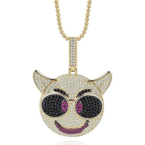 New Fashion Hot Sale Cute Cartoon Glasses Cow Gold Color Pendant Necklace Copper Zircon High Quality Hip Hop Style Jewelry