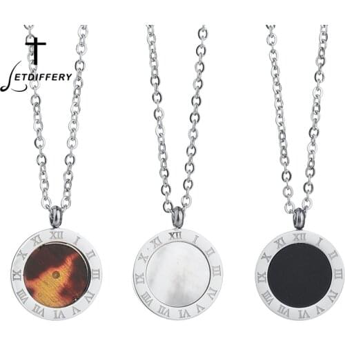 Letdiffery Famous Brand Number Pendant Necklace Stainless Steel Shell Necklace Bijoux Tattoo Jewelry