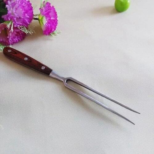 Portable Outdoor Barbecue Tool Wooden Handle Barbecue fork Food fork Meat fork