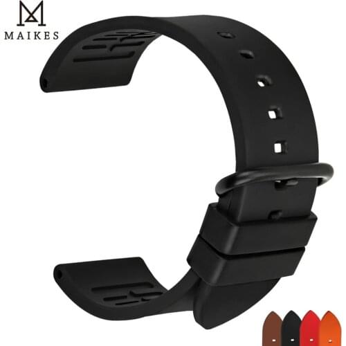 MAIKES New high quality fluororubber watchbands 20mm 22mm 24mm fashion sports rubber strap watch band watch bracelet belt