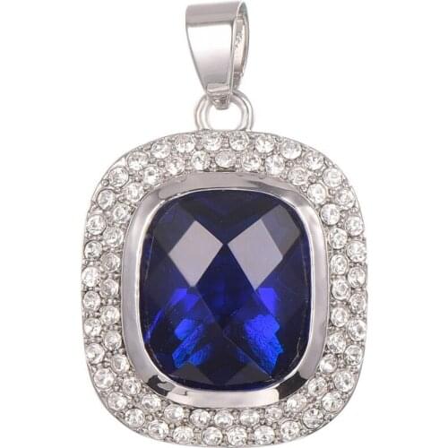 Blue Crystal Zircon With White Crystal Zircon Pendant 925 Sterling Silver Pendant TE633