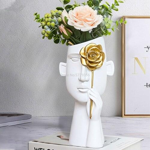 Nordic Art Resin Vase Ornaments For Living Room Exhibition Hall Study Flower Arrangement Home Decoration Accessories Hydroponics