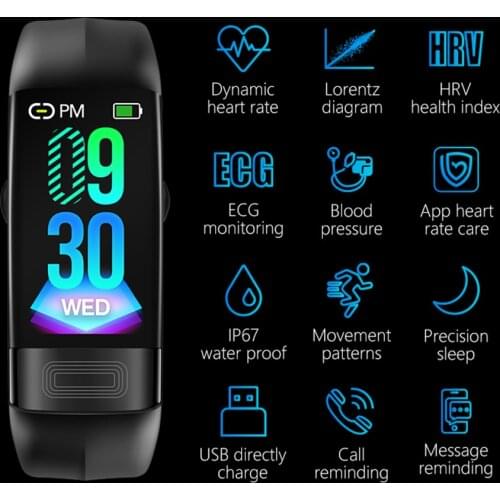 Blood pressure wrist band heart rate monitor PPG ECG smart sport bracelet Activit fitness tracker Sports smart watches IP67