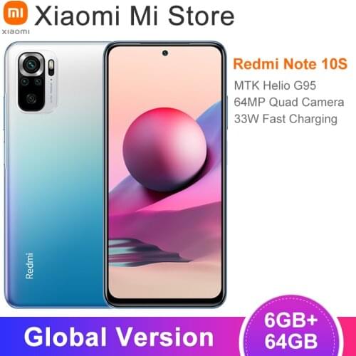 Global Version Xiaomi Redmi Note 10S Smartphone 6GB 64GB Helio G95 Octa Core 64MP Camera 6.43" AMOLED DotDisplay 5000mAh Battery