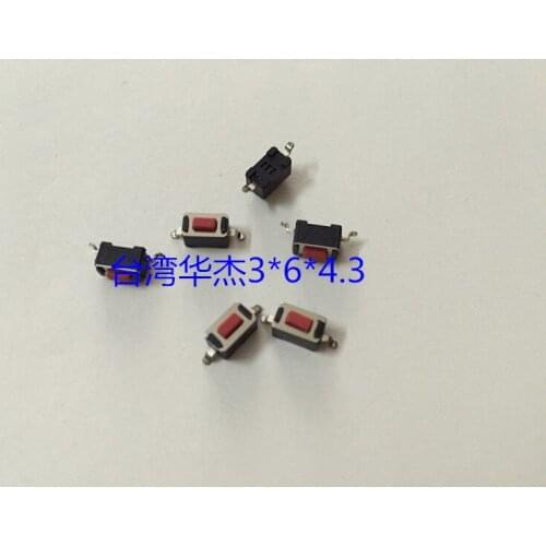 Taiwan Huajie Touch Switch Patch 2 Pin 3*6*4.3mm Taping Mounting Jog Button