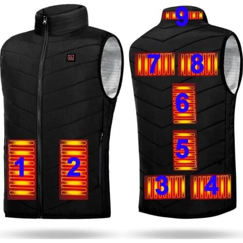 Outdoor Heated-Vest Men Women Tech Rechargeable Fishing Thermal 9 Heating Warm Clothing Jacket Smart Coat Electric Heated Vest