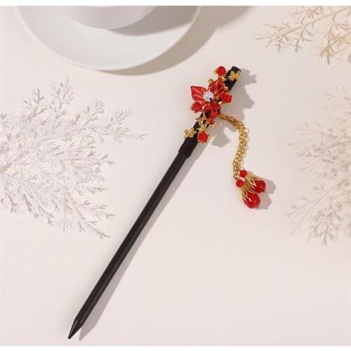 Black Wood Hairpin Tassels Female Antique Headdress Hairpin Hanfu Accessories Costume Hairpin Jewelry