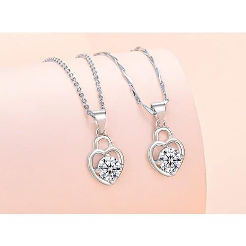 Lyvior Love Lock Necklace Female Temperament Student Personality Zircon Pendant Cross Chain Melon Seed Chain Gifts for Women