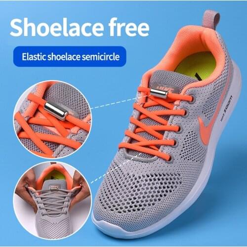 1 Pair Round Elastic Shoelaces Metal lock No Tie Shoelace Kids Adult Leisure Sneakers Quick Safety Lazy Laces Unisex 19 Colors