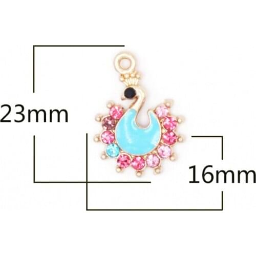 10pcs/lot Crystal Peacock Rhinestone Dangle Handmade Charms Pendant DIY for Bracelet Necklace Bag