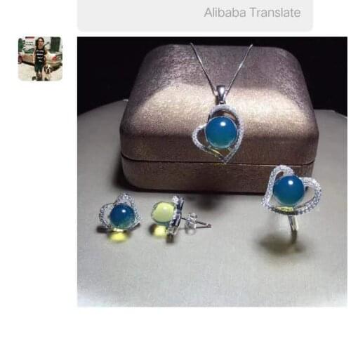 100% natural Mexico blue amber ring with rose gold ring 925 sterling silver women rings