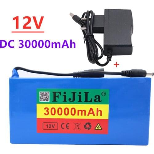 100%New High Quality Super Rechargeable Portable Lithium-ion Battery DC12V 30000mAh With EU Plug 12.6v 30Ah battery pack+charger