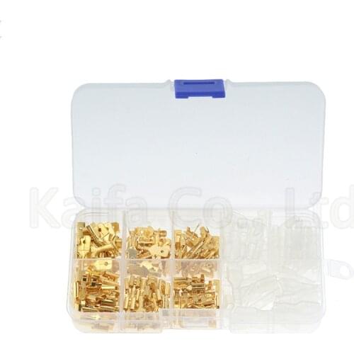 180PCS/box Gold Insulated Wire Connector Electrical Wire Crimp Terminals 2.8 4.8 6.3mm Spade Connectors Assortment Kit