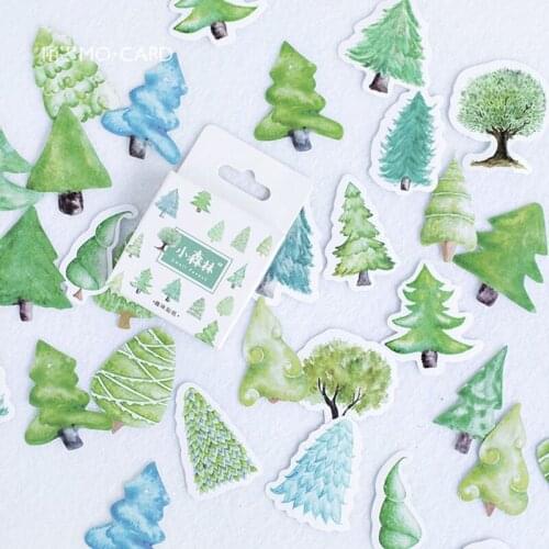 46pcs/pack Green Plant Forest Boxed Stickers Stationery Scrapbooking Craft DIY Decoration Diary Album Stick Label Stickers