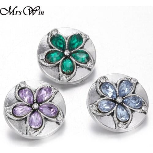 6pcs/lot New Snap Jewelry Crystal Ginger lotus Flower 18MM Snap Buttons with Alloy Button fit diy 18mm Leather Snap Bracelet