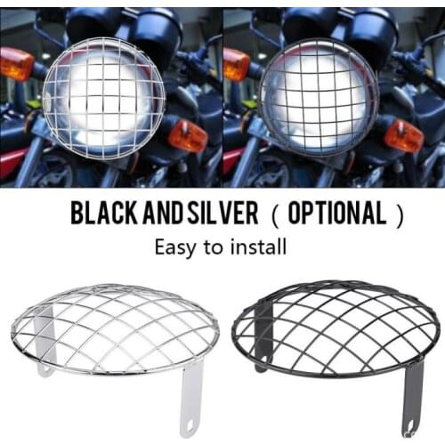 7INCH New Metal Retro Motorcycle Headlight Protector Cover Fit For Universal Harley Triumph Honda HeadLamp Mesh Grille Lampshade