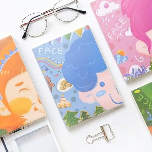 B6 64sheets Kawaii Colored Painting Cover Notebook PVC Cover Simplicity Lined Page Cute Journal Diary Planner School Stationery