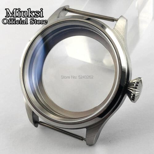 Miuksi 47mm big watch case special scratch proof mineral glass case fit ETA 6497 6498 Seagull st36 movements