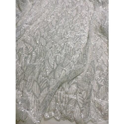 Beads Sequins French Net Fabric PWD2181211 African Tulle Lace Fabric High Quality Embroidered Lace Material