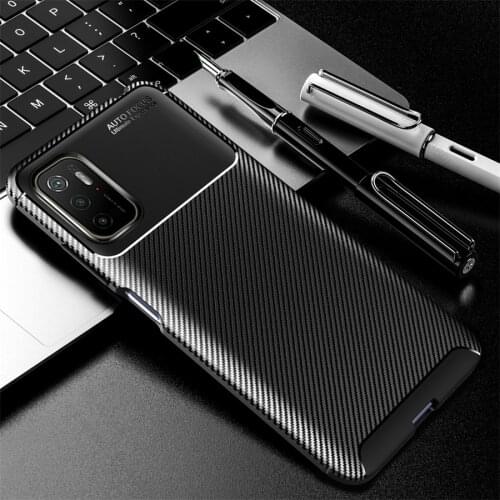 Carbon Fiber Texture Phone Case for Xiaomi POCO M3 Pro M 3Pro soft Silicone frame Shockproof Phone back Cover For POCO M3 5G NFC