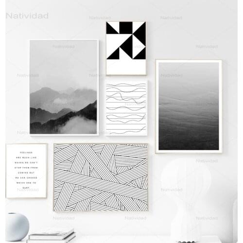 Black White Abstract Quotes Wall Art Print Canvas Painting Nordic Canvas Posters and Prints Wall Pictures for Living Room Decor