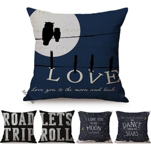 Indigo Moon Love Concise Letter Decorative Cushion Cover Sweet Greetings Gift Home Sofa Chair Throw Pillow Case Linen Pillowcase