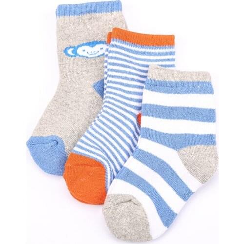 Children 4-7 years old cotton Children socks three pairs of dress blue boy monkey models w051
