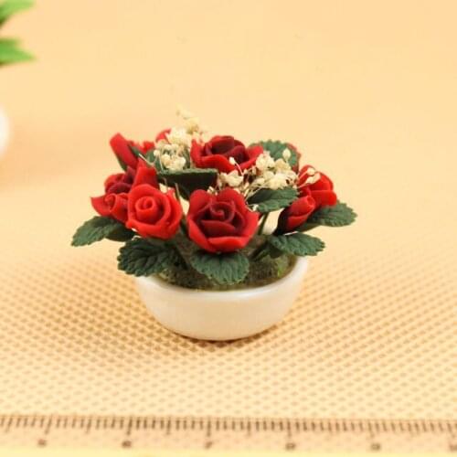 G05-X109children baby gift Toy 1:12 Dollhouse mini Furniture Miniature baby mini flower Big rose 1pcs