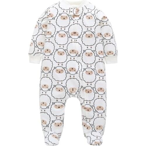 PUPU BEANS Baby Rompers Newborn Cute Little Sheep Print Children Jumpsuit Overalls Autumn Winter Body Roupa de Girls Clothes