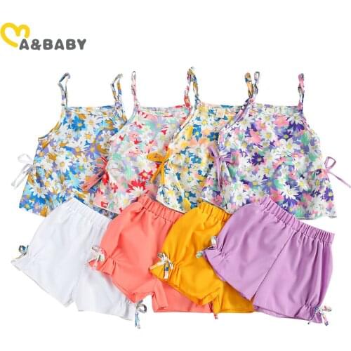 Ma&Baby 1-5Y Summer Flower Toddler Kid Child Girls Clothes Set Beach Holiday Travel Costumes Floral Vest Bow Pants Outfits