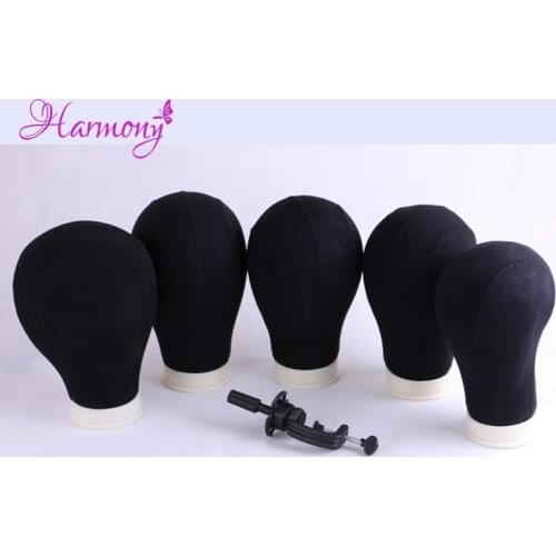 1 Piece Black 21''-25'' Canvas Block Mannequin Head Cotton Canvas Head for making wigs