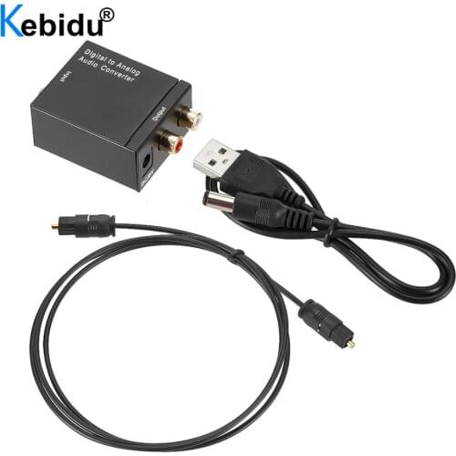 Kebidu 5V Digital to Analog Audio Converter 3.5MM Jack Optical Fiber Coaxial Signal to Analog DAC SPDIF 2*RCA Amplifier Decode