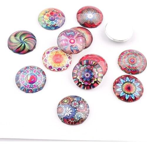 Round Colorful Rainbow Glass Cabochon 10/12/16/25mm Flatback Dome Cabochon Embellishments Base Setting DIY Accessories Jewelry