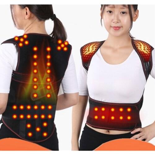 Magnetic Back Support Vest with 62pcs Magnets Tourmaline Self Heating Back Brace Spine Waist Shoulder Lumbar Posture Correction