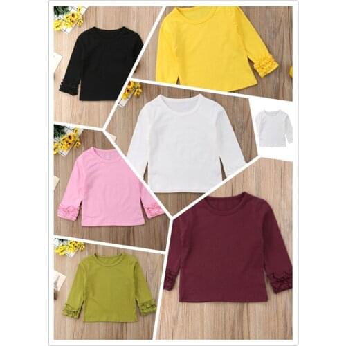 Cute Baby Girl Color Puff Long Sleeve T-shirt Tops Tee Clothes Outfit Blouse
