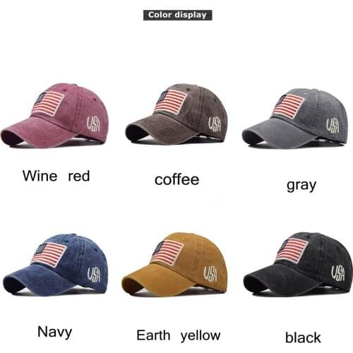 Fashion Washed old letters baseball cap classic American flag cotton hat