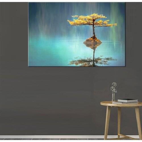 The Tree In Middle Of The Lake Modular Painting Nordic Wall Art Print And Poster Dining Living Room Home Decor