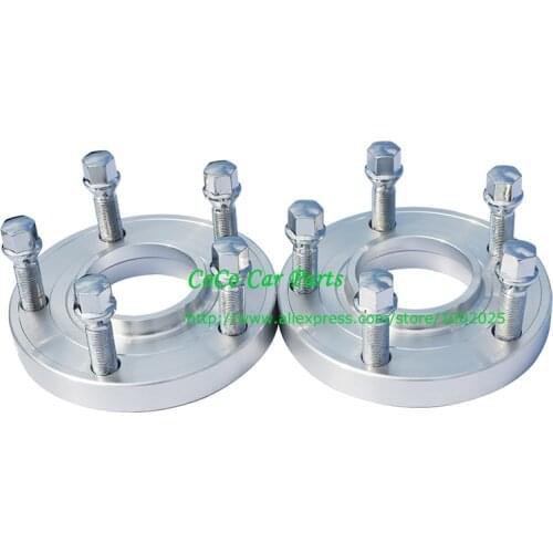 20mm Hubcentric 5x112 Aluminum Wheel Spacers 66.6 + 14x1.5 Cone Seat Silver Lug Bolts