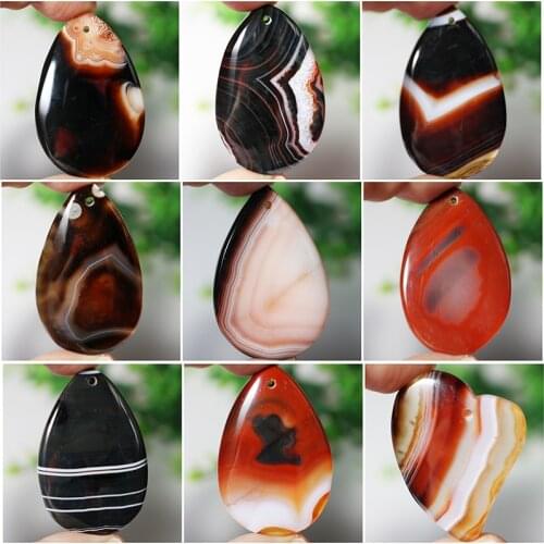 Natural Red and Black Stripe Agates Water Drop Oval Cabochons Stone Beads Multiple size&shape Pendant for Jewelry Making