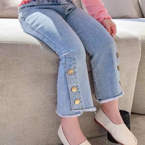 2021 news Children Girls kids cotton Jeans Pants Fashion Baby GIRLS Pants Trousers 30W